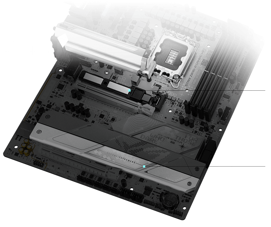 Bố cục tản nhiệt và tấm ốp lưng M.2 trên Strix Z890-A